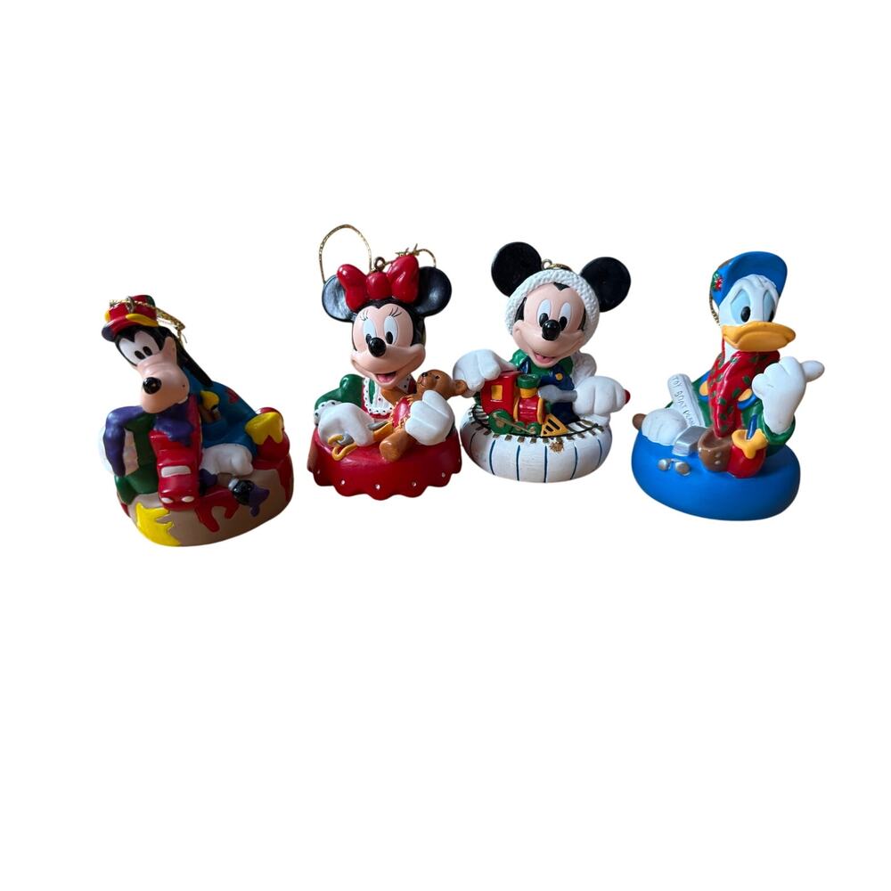 Vintage‎ Disney plastic Mickey and friends set of 4 ornaments
